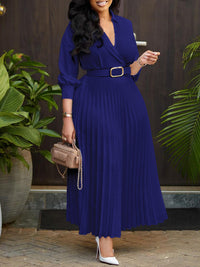 Curvy Girl V Neck Pleated Dress