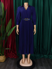 Curvy Girl V Neck Pleated Dress