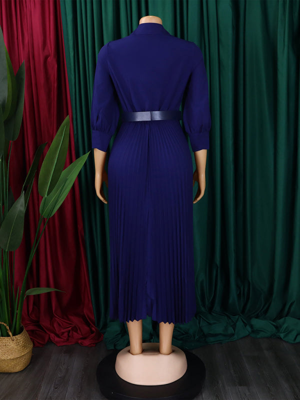 Curvy Girl V Neck Pleated Dress