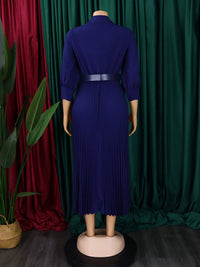 Curvy Girl V Neck Pleated Dress