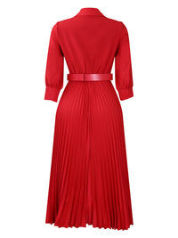 Curvy Girl V Neck Pleated Dress