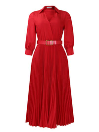 Curvy Girl V Neck Pleated Dress