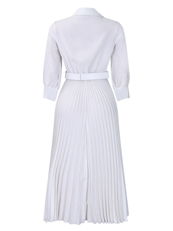 Curvy Girl V Neck Pleated Dress