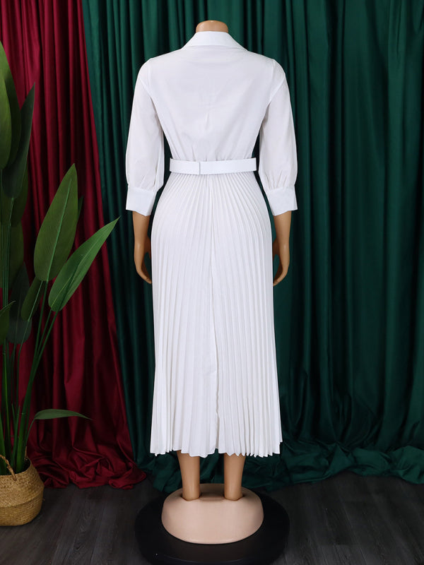 Curvy Girl V Neck Pleated Dress
