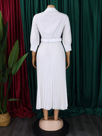 Curvy Girl V Neck Pleated Dress