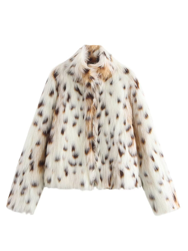 New Faux Leopard Fur Jacket