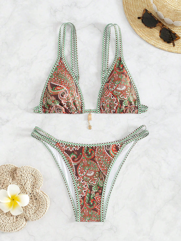 Sexy Paisley Floral Strappy Bikini