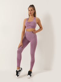 Women's Seamless Dotted Two-piece Peach Hip Trousers Racerback Bra Vest Sports Suit