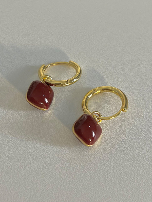 Sophisticated Red Stone Earrings