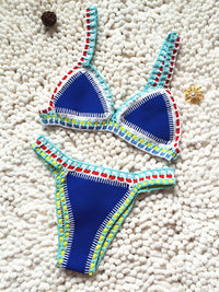 Handwoven Colorful Two-Piece Swimsuit