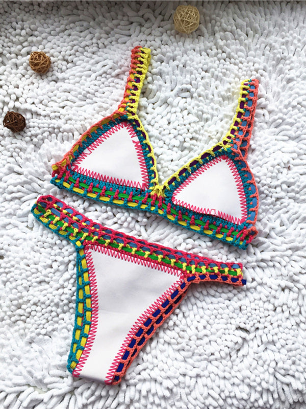 Handwoven Colorful Two-Piece Swimsuit