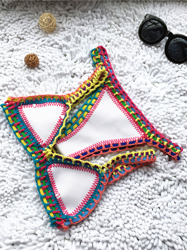 Handwoven Colorful Two-Piece Swimsuit
