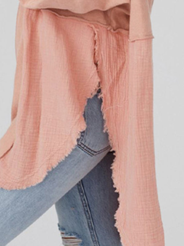 Chic Loose-Fit Slitted Side Pullover Top